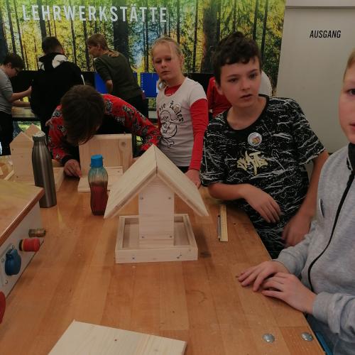Vogelhausbau beim Klassenpaten